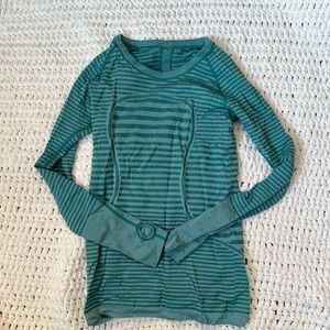 Lulu lemon striped teal long sleeve